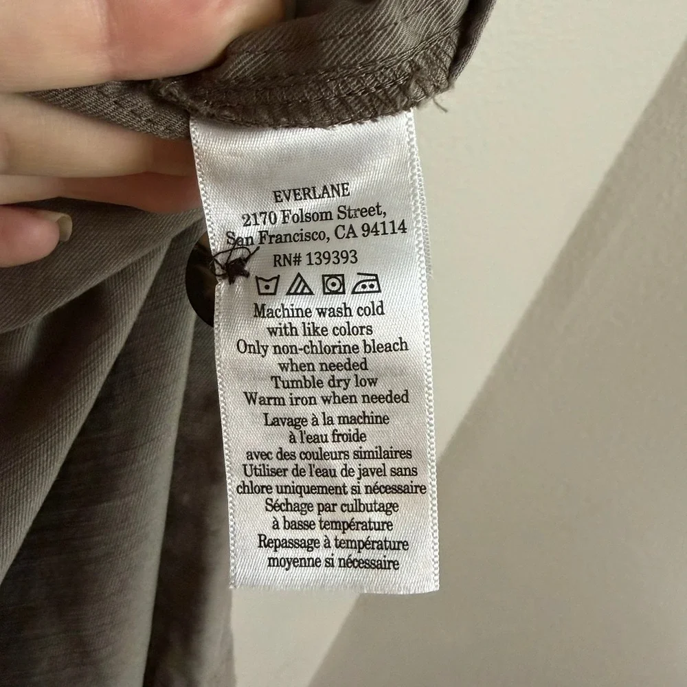 Everlane Fatigue Barrel Pant Size 10 Taupe High Rise Organic Cotton Linen